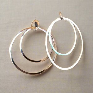 Double Hoops — Large Handmade Sterling Silver Hoop Earrings