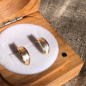 Picual Olive Leaf Huggies — Solid 9k Gold Earrings