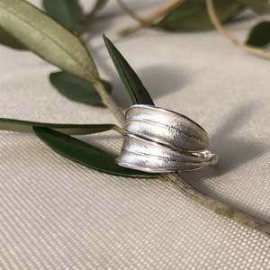Double Olive Leaf Ring in Silver & Gold