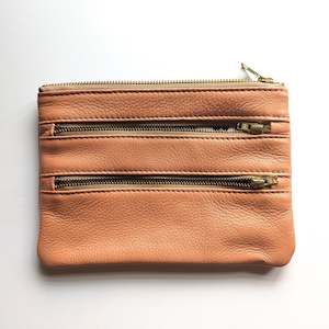 Sale: Sale - Sample - Triple zip purse- Peach