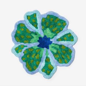 Flower Bath Mat Blue