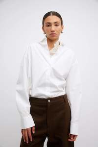 Gregory: Tatum Shirt - Parchment With Ruffle Trim