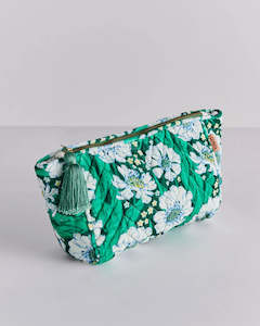 Storage: Tumbling Flowers Green Velvet Toiletry Bag