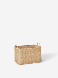 Storage: Rectangle Rattan Basket - Natural Brown