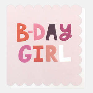 B Day Girl Scallop Pink Card