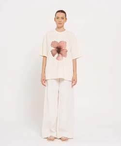 Womens Clothing: Burgundy Hibiscus Oversized Tee