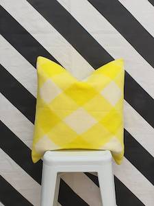 Homeware: Cushion - Yellow Check