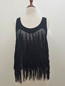 Preloved: KATE SYLVESTER size XS  silk black tassel singlet