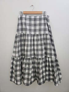 Preloved: AMONG THE BRAVE size 14 gingham maxi skirt