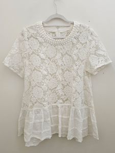 Preloved: BEADED Size M white top