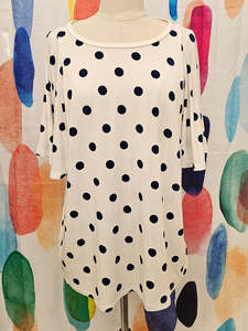 David Jones White Colbalt polka dot t-shirt