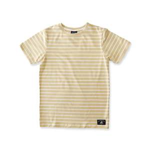 BOYS SS CLASSICS TEE - Gold White Stripe