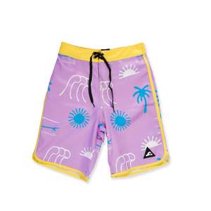 OCEAN LONG BOARD SHORT - Purple Yellow