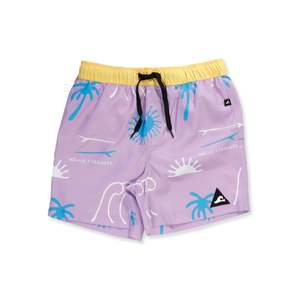 Boys Swimwear: OCEAN BOARD SHORT - Purple Yellow
