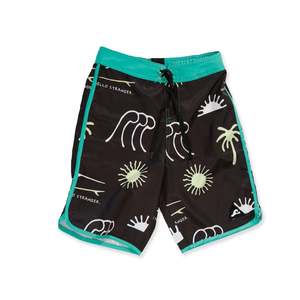 Boys Swimwear: OCEAN LONG BOARD SHORT - Black Green