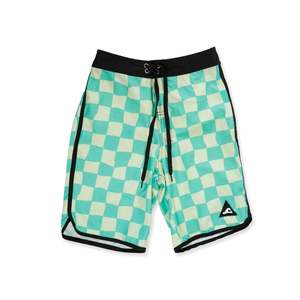 Boys Swimwear: KERMIT LONG BOARD SHORT - Green Check