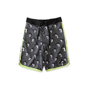 Boys Swimwear: ALOHA TONGUE LONG BOARD SHORT - Black Lime