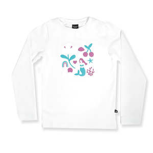 GIRLS MERMAID LS TEE – White