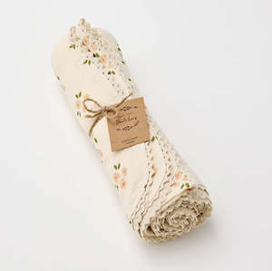 New: Organic Muslin Swaddle Daisy with Lace