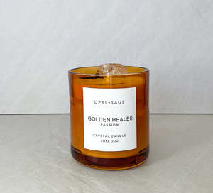 GOLDEN HEALER QUARTZ CRYSTAL CANDLE