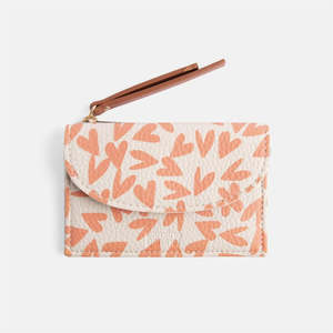 Bags Wallets: Caroline Gardner - Coral Heart - Coin Purse & Card Holder
