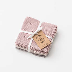 Organic Cotton Wash Cloth Set Rose.