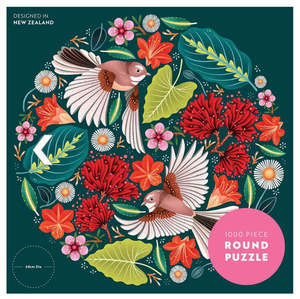 Gifts For Her: Chirpy Fantails Round Puzzle 1000pce