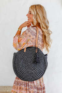 Orbital Straw Tote - Black