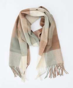 Krista 100% Wool Scarf – Green Tan