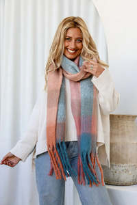 Wrap Scarf - Coral Aqua