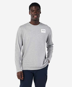 Mens Holiday Sale: BOX OUTLINE L/S T-SHIRT, Grey Melange