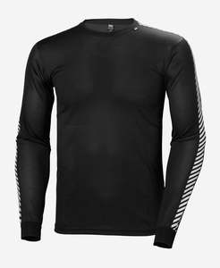 Mens Baselayers: HH LIFA STRIPE CREW, Black