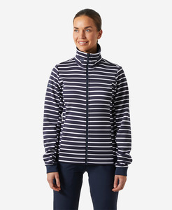 Women: W CREW FLEECE JACKET, Navy stripe