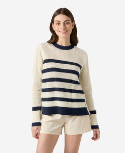 W SALT KNIT SWEATER, Navy / Cream Stripe