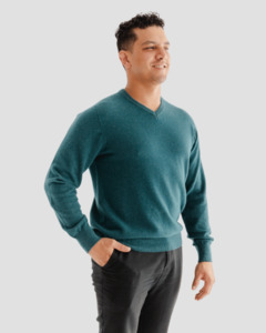 Knitwear: Classic V-Neck M - Teal