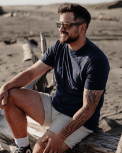 Knitwear: Unisex M Hemp Cotton Tee - Navy