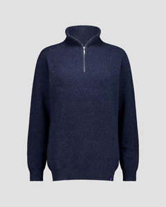 Knitwear: Quarter-Zip M - Navy