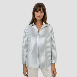 Riverside Hemp Shirt - Blue Stripe