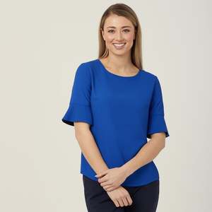 Shirts: Womens French Georgette Fluted Sleeve Top