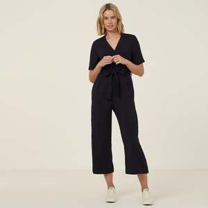 Shirts: Womens Heavy Stretch Georgette Short Sleeve Jumpsuit