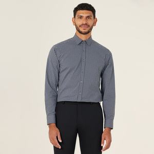Shirts: Mens Avignon Window Check Stretch Long Sleeve Shirt