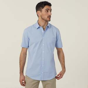 Shirts: Mens Avignon Pinstripe Stretch Short Sleeve Shirt