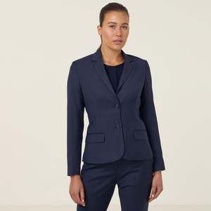 Womens Sharkskin 2 Button Mid-Length Detail Jacket