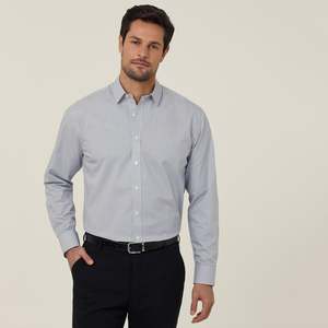 Mens Avignon Fine Block Stripe Stretch Long Sleeve Shirt