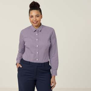 Shirts Womens: Womens Avignon Gingham Check Stretch Long Sleeve Slim Shirt