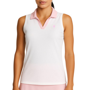 Women's tennis tank with collar - White