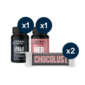 Sexual Performance Supplements: Max & Her with Chocolust Bars Pack Herbal Ignite