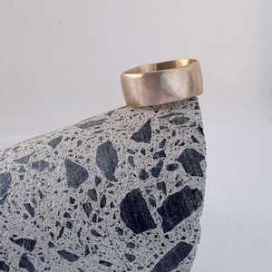 Rings: Wide Band Organic Ring – 9ct Yellow Gold Wedding Band