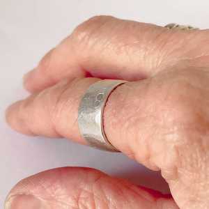 Textured Wide Organic Ring Band  in Sterling Silver - V3a