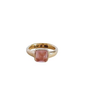 Sugarloaf Rose Quartz Ring in solid 9ct yellow gold Size O